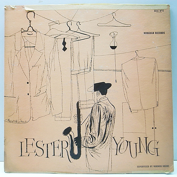 レコードメイン画像：US 完全オリジナル LESTER YOUNG Same ('55 Norgran) 1st 黄色ラベル 深溝 MONO David Stone Martin [DSM] プレイ概ね良好！音も良し！