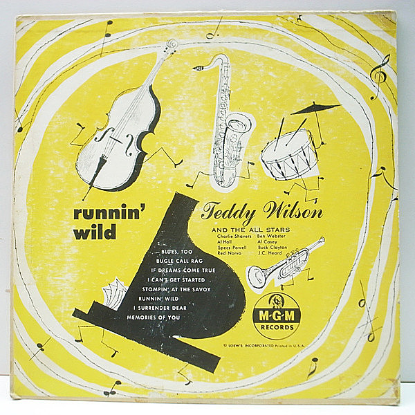 レコードメイン画像：希少・10インチ!! FLAT, MONO 深溝 USオリジナル TEDDY WILSON Runnin' Wild ('52 MGM E-129) Ben Webster, Charlie Shavers ほか