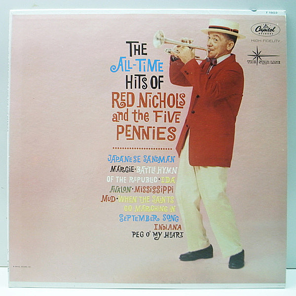 レコードメイン画像：美品 MONO USオリジナル RED NICHOLS And The Five Pennies The All-Time Hits Of ～ (Capitol T 1803) レッド・ニコルズ Swing 好盤