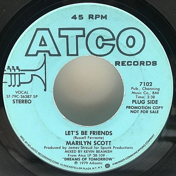 レコードメイン画像：概ね良好！プロモ 7インチ オリジナル MARILYN SCOTT Let's Be Friends / Let's Not Talk About Love ('79 ATCO) 最高のフリーソウル／AOR