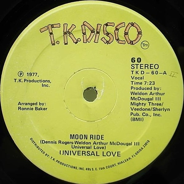 レコードメイン画像：激レア 12 オリジナル UNIVERSAL LOVE Moon Ride / It's You Girl ('77 T.K. Disco) キラー！ディスコ・ファンク／モダンソウル