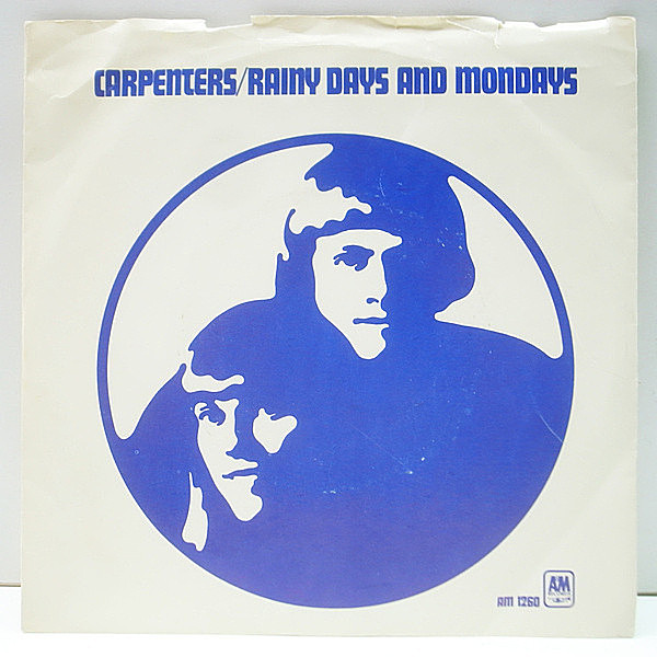レコードメイン画像：稀少 P.S付き 7インチ USオリジナル CARPENTERS Rainy Days And Mondays カーペンターズ／雨の日と月曜日は 45RPM.