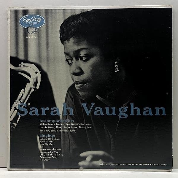 レコードメイン画像：良好!! MONO 深溝 US初期プレス SARAH VAUGHAN (EmArcy 36004) w/ Clifford Brown サラ・ヴォーン・ウィズ・クリフォード