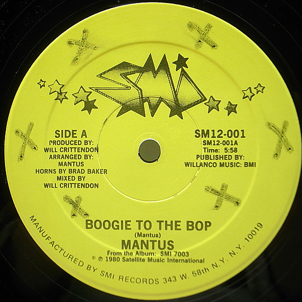 レコードメイン画像：シュリンク付き 12インチ USオリジナル MANTUS Boogie To The Bop / All Night, That's Right ('80 SMI) 2nd.アルバムからのカット BREAK