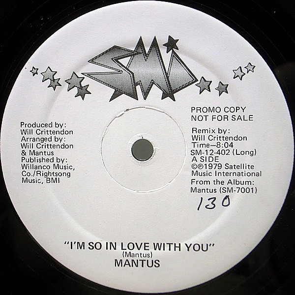 レコードメイン画像：【N.Y.産ストリングス・ブギー】美再生の良盤!! プロモ 12インチ USオリジナル MANTUS I'm So In Love With You ('79 SMI) ロング・テイク