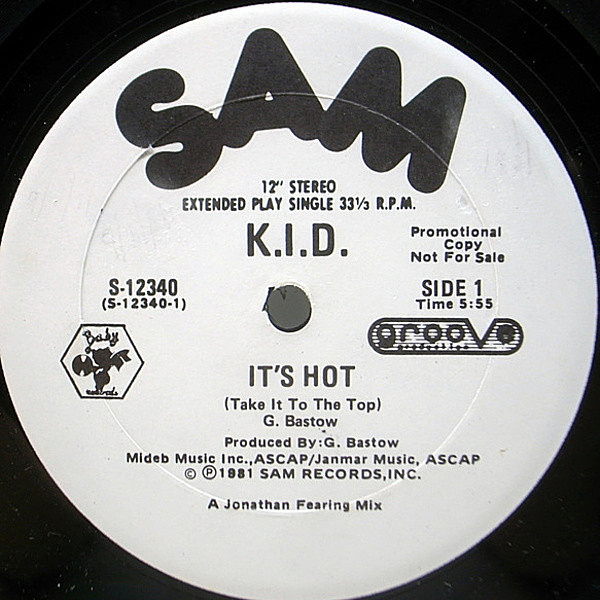 レコードメイン画像：美盤!! 白プロモ 12'' STERLING刻印 USオリジナル K.I.D. It's Hot / Hupendi Muziki Wangu? ('81 Sam) Geoff Bastow モダン・ディスコ傑作