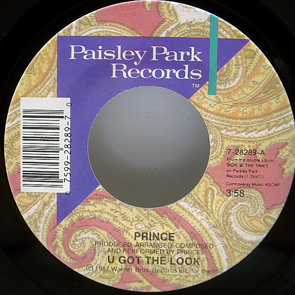 レコードメイン画像：良好盤!! 7'' USオリジナル PRINCE U Got The Look / Housequake [Edit] ('87 Paisley Park) プリンス 45RPM. 米シングル