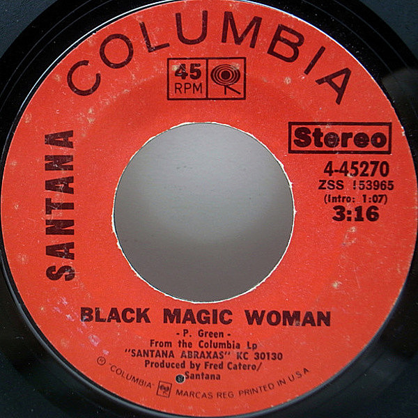 レコードメイン画像：【凄みの効いたサイケ・グルーヴ】7インチ USオリジナル SANTANA Black Magic Woman / Hope You're Feeling Better 米シングル 45RPM.