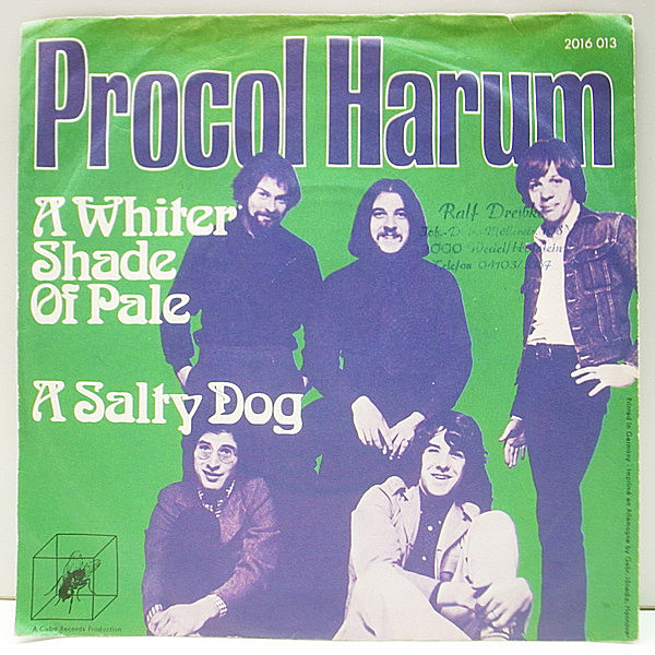 レコードメイン画像：【名バラードのカップリング】7インチ GERMANY 独 PROCOL HARUM A Whiter Shade Of Pale 青い影 A Salty Dog プロコル・ハルム 45RPM.