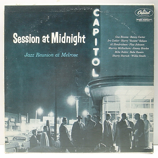 レコードメイン画像：【中間派ジャム・珍盤／Session At Midnight】美盤!! USオリジナル MONO 初版リング・ターコイズ Harry Edison, Willie Smith ほか