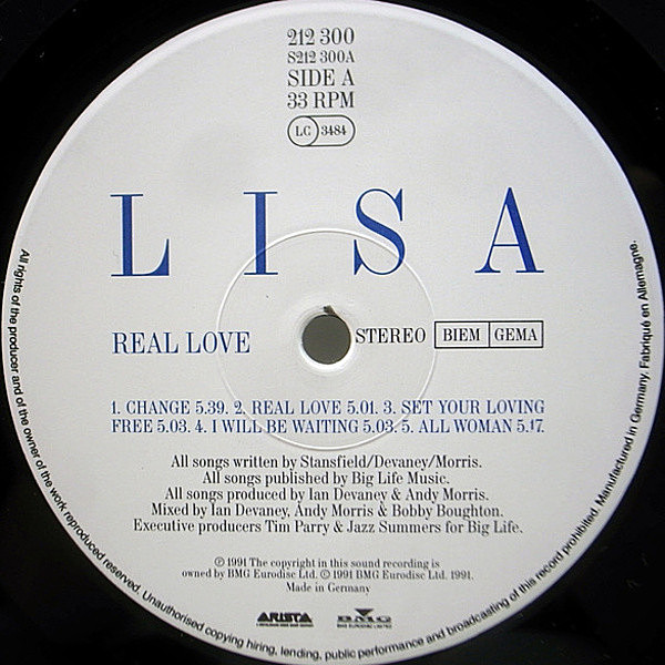 LISA STANSFIELD / Real Love (LP) / Arista | WAXPEND RECORDS