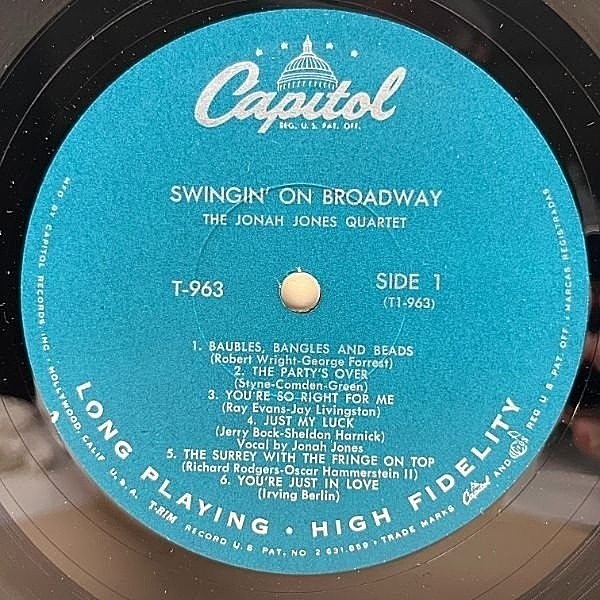 JONAH JONES / Swingin' On Broadway (LP) / Capitol WAXPEND RECORDS