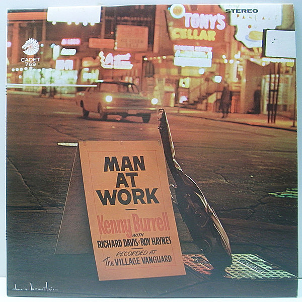 レコードメイン画像：美品 US '66年プレス KENNY BURRELL TRIO Man At Work ～ A Night At The Vanguard (Cadet 769) Richard Davis, Roy Haynesとの傑作ライヴ