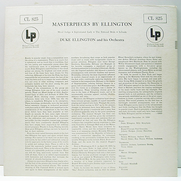 DUKE ELLINGTON / Masterpieces By Ellington (LP) / Columbia