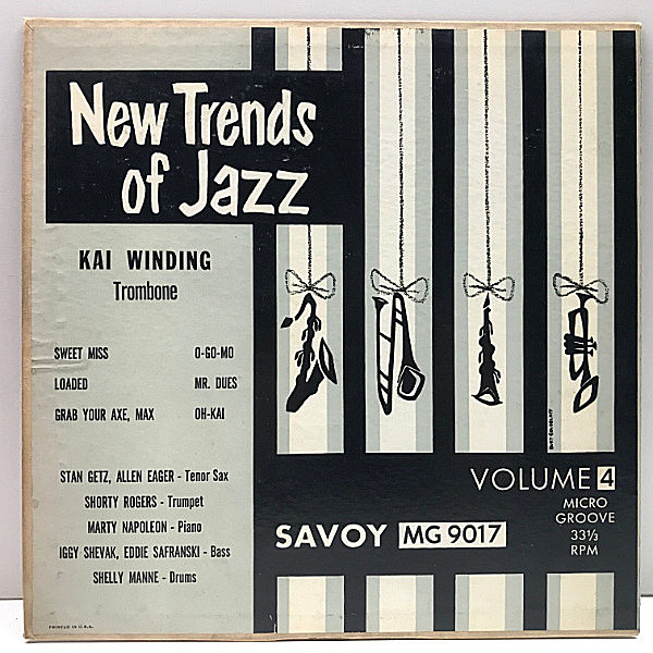 レコードメイン画像：レアな良好盤!! 10'' オリジナル KAI WINDING & STAN GETZ New Trends Of Jazz Volume 4 (Savoy MG-9017) Allen Eager, Shorty Rogers ほか