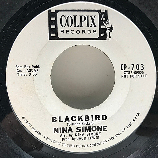 レコードメイン画像：白プロモ 7'' USオリジナル NINA SIMONE Blackbird / Little Liza Jane ('63 Colpix) ニーナ・シモン EP シングル 45RPM.