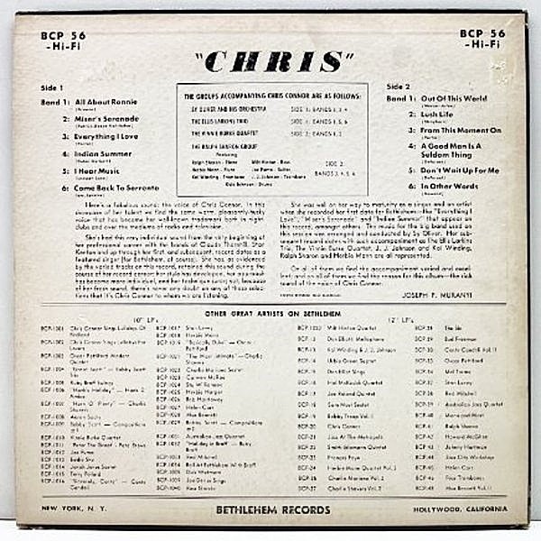 【オリジナル】Chris Connor / Chris BCP-56 MONO Jazz LP Chris Connor 