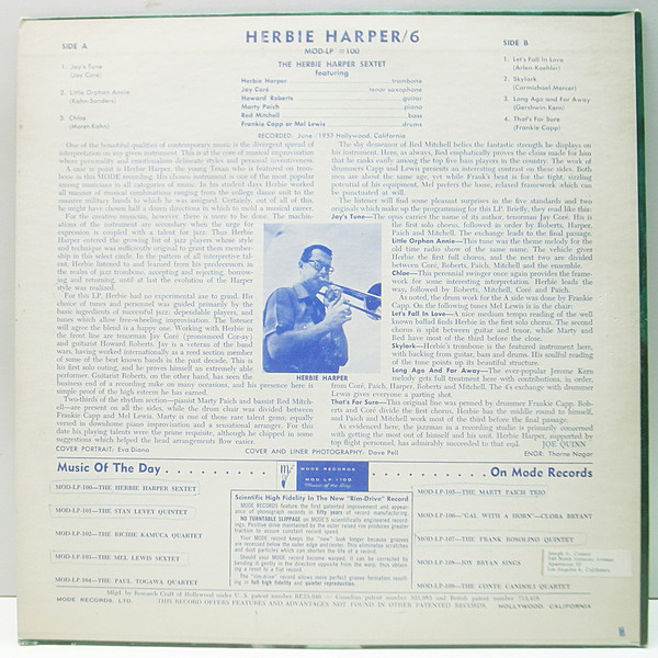 HERBIE HARPER / Herbie Harper Sextet! (LP) / Mode | WAXPEND RECORDS