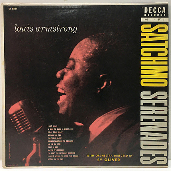 レコードメイン画像：レア!! Flat, MONO 深溝 USオリジナル LOUIS ARMSTRONG Satchmo Serenades ('52 Decca DL 8211) サッチモ流バラード集 名盤