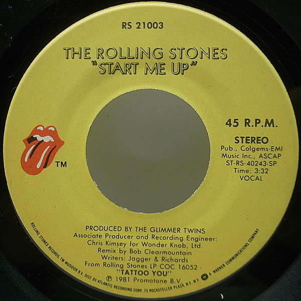ROLLING STONES / START ME UP プロモ盤 Rolling Stones – Start Me Up – Vinyl (7
