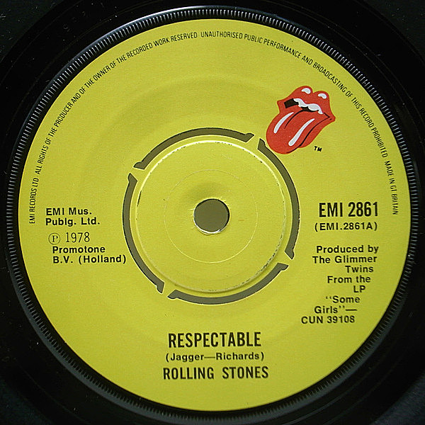 レコードメイン画像：7インチ 英国 UKオリジナル ROLLING STONES Respectable ('78 EMI 2861) 女たち／Some Girlsからのカット・シングル EP