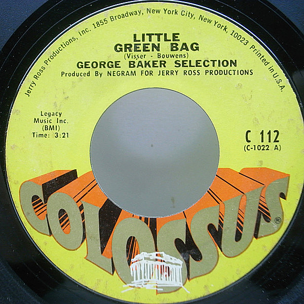 レコードメイン画像：音質圧抜群! 7'' オリジナル GEORGE BAKER Little Green Bag / Pretty Little Dreamer ('69 Colossus) RESERVOIR DOGSのオープニング曲