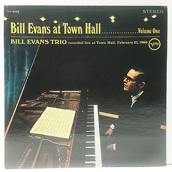 レコードメイン画像：美品 VANGELDER刻印 USオリジナル BILL EVANS At Town Hall, Volume One ('66 Verve V6-8683) w./Chuck Israels, Arnold Wise ピアノトリオ