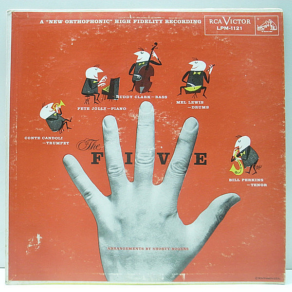 レコードメイン画像：【Conte Candoli, Bill Perkins, Pete Jolly, Buddy Clark, Mel Lewis】USオリジナル THE FIVE - Arrangements By Shorty Rogers ('55 RCA)