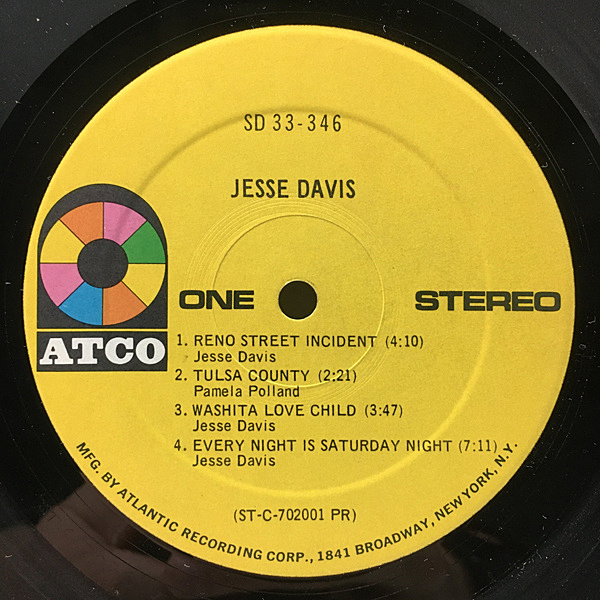 JESSE DAVIS / Same (LP) / ATCO | WAXPEND RECORDS