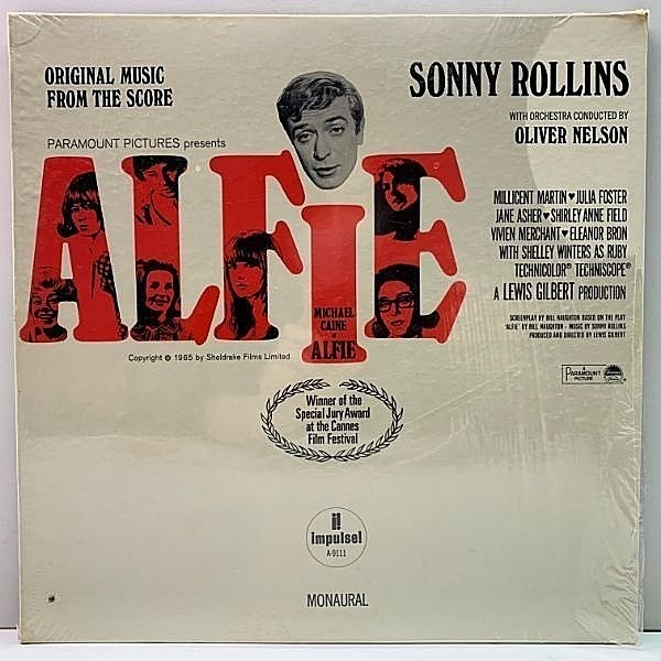 レコードメイン画像：激レア!シュリンク極美品! MONO USオリジナル VANGELDER刻印 SONNY ROLLINS Alfie (Impulse A-9111) KENNY BURRELL, ROGER KELLAWAY ほか