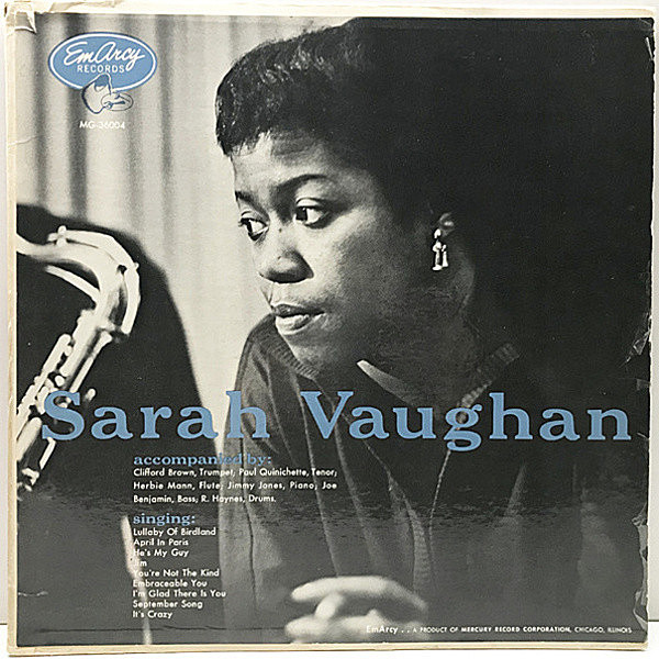 レコードメイン画像：片銀環 MONO 小ドラマー 深溝 SARAH VAUGHAN Same (EmArcy 36004) コーティング仕様 Clifford Brown, Jimmy Jones, Roy Haynes ほか