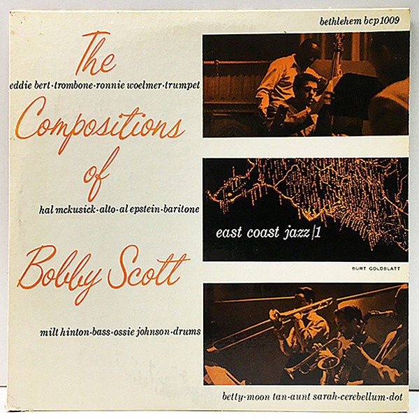 レコードメイン画像：良好!! 10'' 原盤 Flat 初版リーフ USオリジナル BOBBY SCOTT The Compositions Of (Bethlehem BCP 1009) Hal McKusick, Milt Hinton ほか