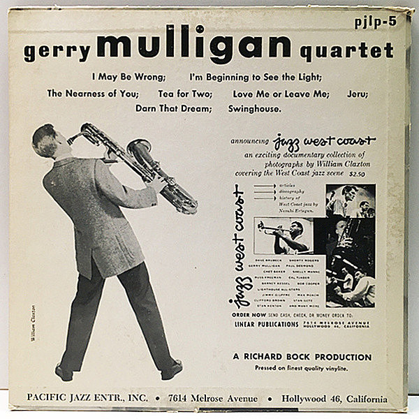 GERRY MULLIGAN / Gerry Mulligan Quartet (10) / Pacific Jazz