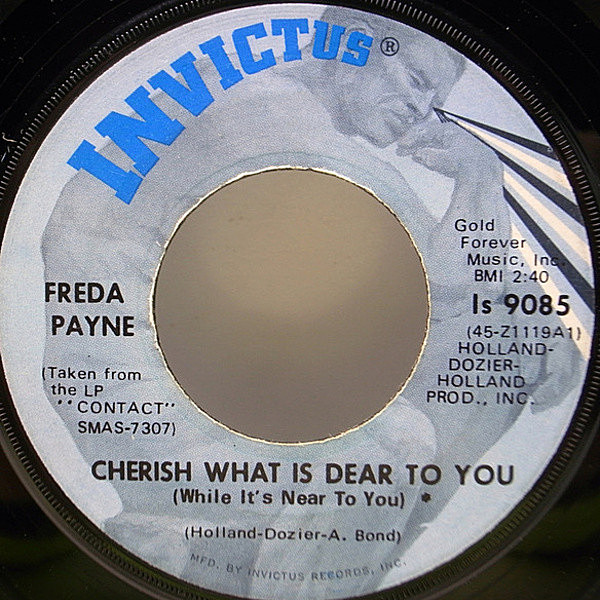 レコードメイン画像：7インチ USオリジナル FREDA PAYNE Cherish What Is Dear To You / The World Don't Owe You A Thing ('71 Invictus) 45RPM. シングル