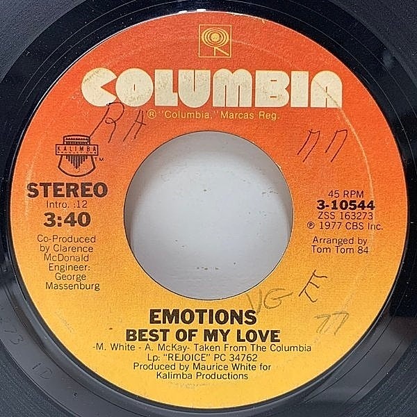 レコードメイン画像：【BIZ MARKIE サンプリング・ネタ】7インチ USオリジナル EMOTIONS Best Of My Love / A Feeling Is ('77 Columbia) 米 45RPM.