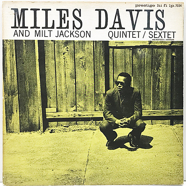 レコードメイン画像：【手書きRVG 深溝 MONO】概ね良好!! MILES DAVIS & MILT JACKSON Quintet / Sextet (Prestige 7034) NJ, 2nd | Jackie McLean, Ray Bryant