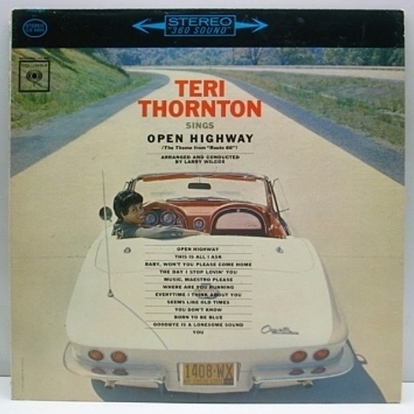 レコードメイン画像：美品 1st 黒文字 2eye STEREO オリジナル TERI THORNTON Sings Open Highway ('63 Columbia) テリ・ソーントン