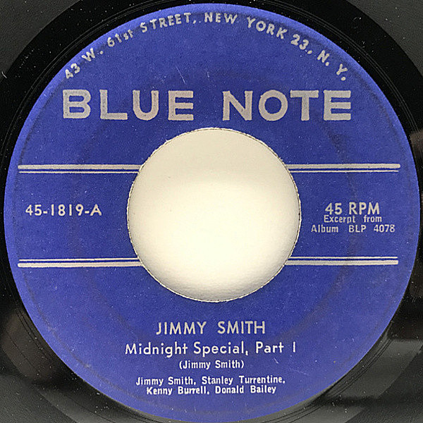 レコードメイン画像：ソウルジャズ!! USオリジナル JIMMY SMITH Midnight Special ('61 Blue Note) 同名アルバムからのカット・シングル 7インチ 45RPM.