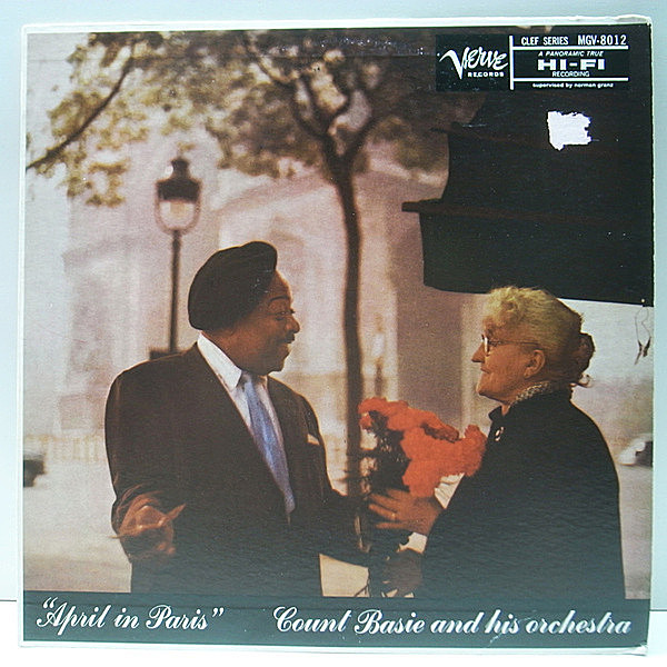 レコードメイン画像：美盤!! MONO 米モノラル COUNT BASIE April In Paris (Verve V-8012) ベイシー楽団の絶頂期の名盤 エイプリル・イン・パリ US LP