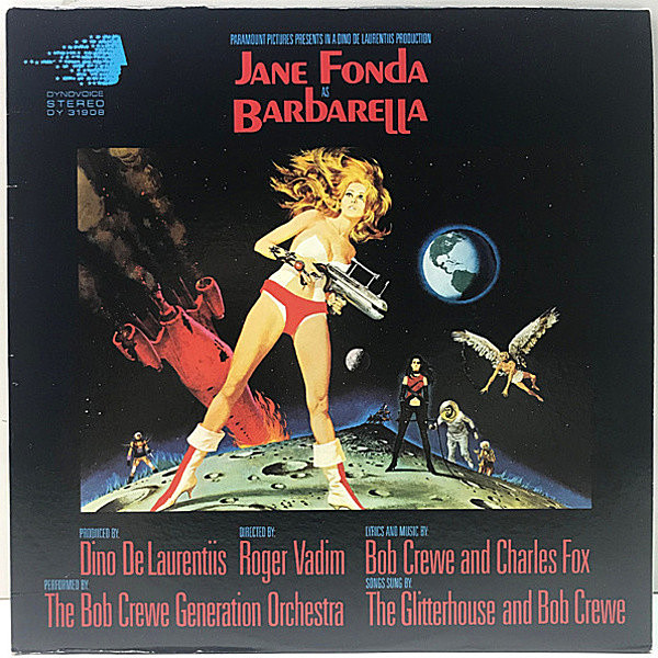 レコードメイン画像：美品 USオリジナル BOB CREWE Feat. GLITTERHOUSE Barbarella ('68 Dynovoice) JANE FONDA主演 B級お色気ムーヴィ O.S.T. サントラ 傑作