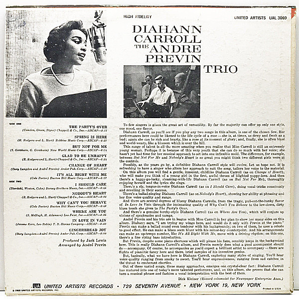DIAHANN CARROLL　Andre Previn　JAZZ ボーカル DIAHANN CARROLL Andre Previn JAZZ ボーカル Diahann Carroll, The