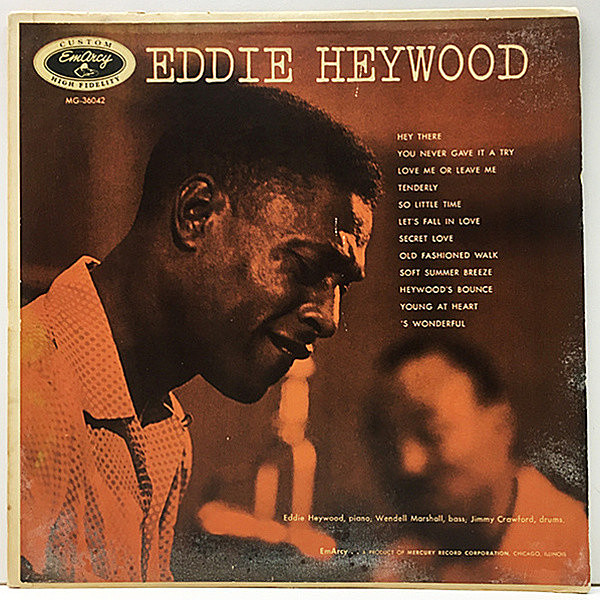 レコードメイン画像：良好盤!音質綺麗! MONO 小ドラマー 深溝 EDDIE HEYWOOD Same ('55 EmArcy MG-36042) ピアノトリオ名盤 Wendell Marshall, Jimmy Crawford