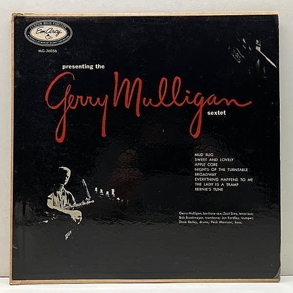 レコードメイン画像：良好!! USオリジナル MONO 小ドラマー 深溝 GERRY MULLIGAN Presenting ～ Sextet ('55 EmArcy) Zoot Sims, Bob Brookmeyer, Dave Bailey