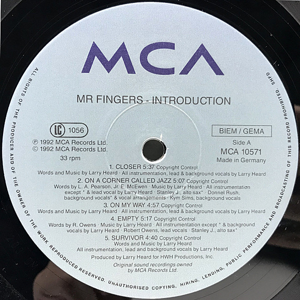 MR. FINGERS / LARRY HEARD / Introduction (LP) / MCA