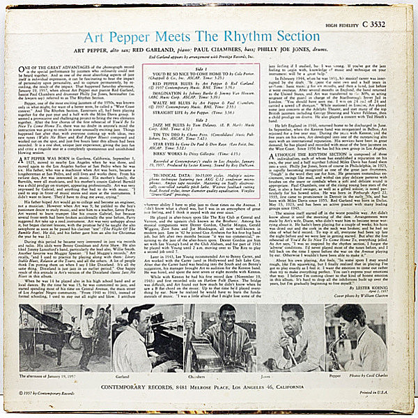 ART PEPPER / Meets The Rhythm Section (LP) / Contemporary
