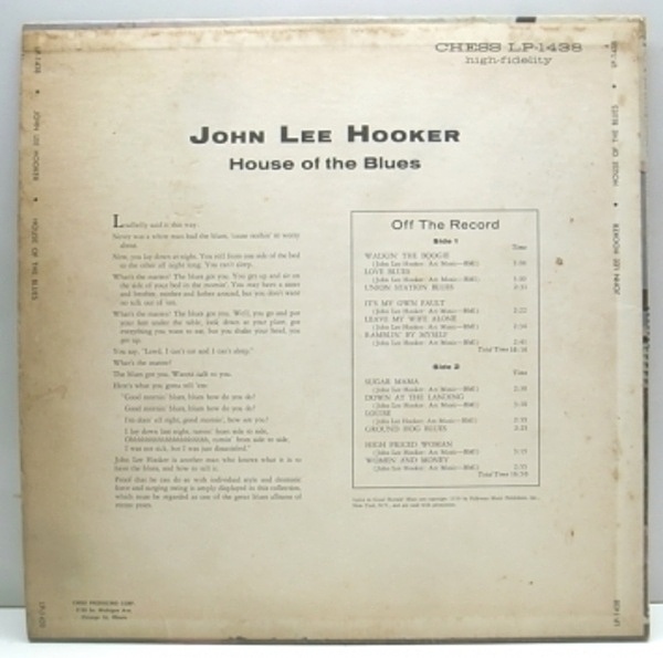 JOHN LEE HOOKER / House Of The Blues (LP) / Chess | WAXPEND