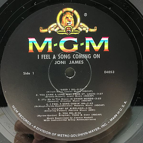 ジョニ・ジェームス「I FEEL A SONG CMING ON」レコード JONI JAMES / I Feel A Song Coming On (LP) / MGM | WAXPEND