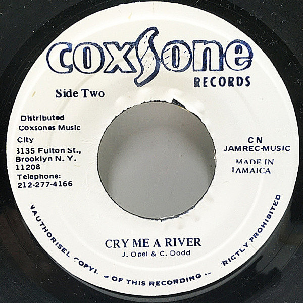 レコードメイン画像：【自作の名曲カップリング】7'' JAMAICAプレス JACKIE OPEL Cry Me A River / Eternal Love (Coxsone) スタワン・バラード傑作 45's