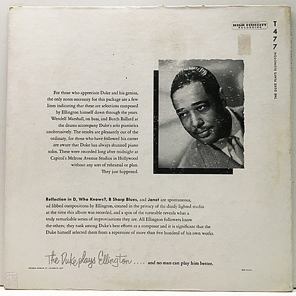 DUKE ELLINGTON piano in the back…LPレコード DUKE ELLINGTON piano in the back…LPレコード