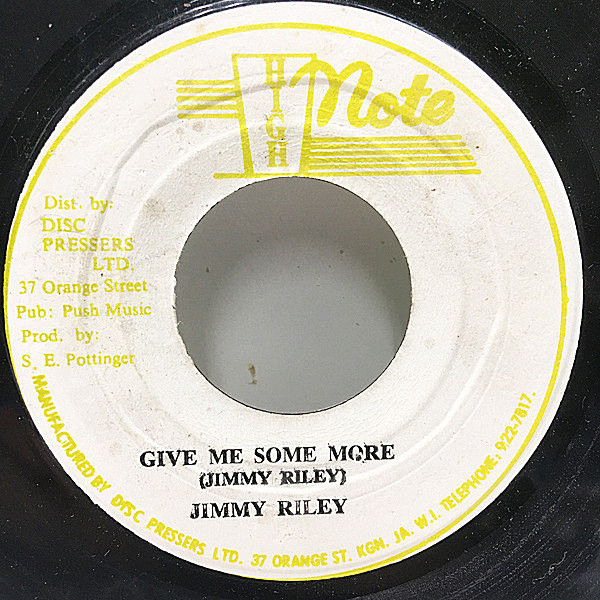 レコードメイン画像：【Jah Love Reggae】7'' JAMAICA オリジナル JIMMY RILEY Give Me Some More (High Note) 70's? ジャー・ラヴ・レゲエ傑作 45's